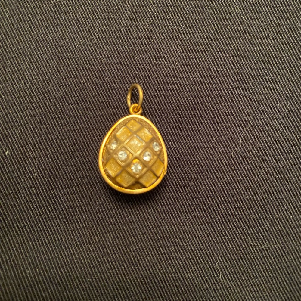 Russian Faberge Gold-Tone Egg Pendant